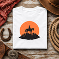 Western Cowboy Sunset Graphic Tee - Classic Cotton Western Shirt