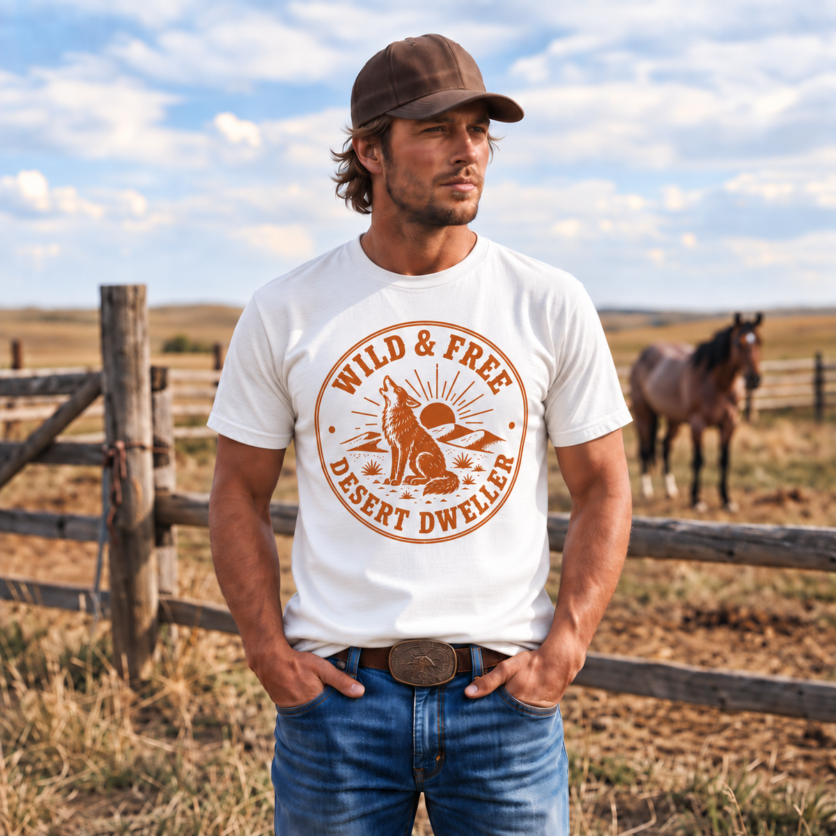 Wild & Free Desert Dweller T-Shirt — Coyote Graphic Tee for Outdoor Lovers