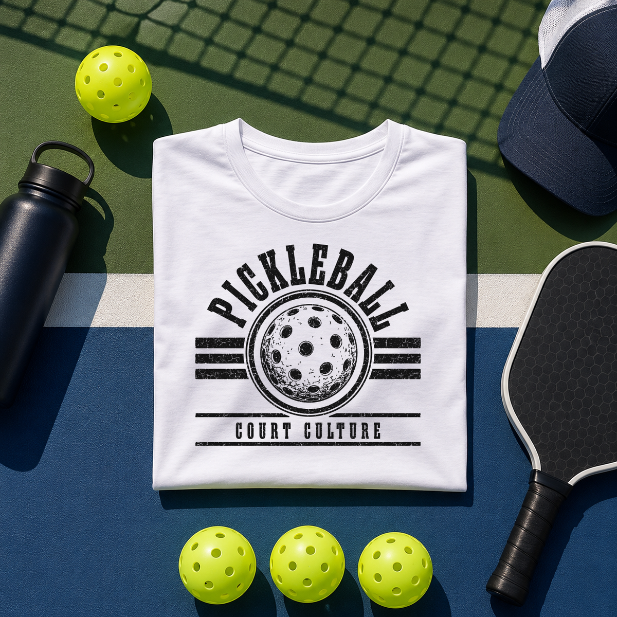 Pickleball Court Culture Tee — Vintage Pickleball Graphic Moisture-Wicking Shirt