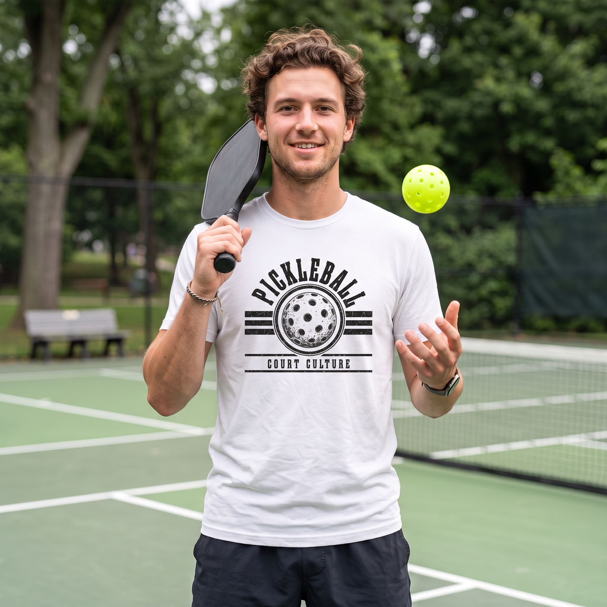 Pickleball Court Culture Tee — Vintage Pickleball Graphic Moisture-Wicking Shirt