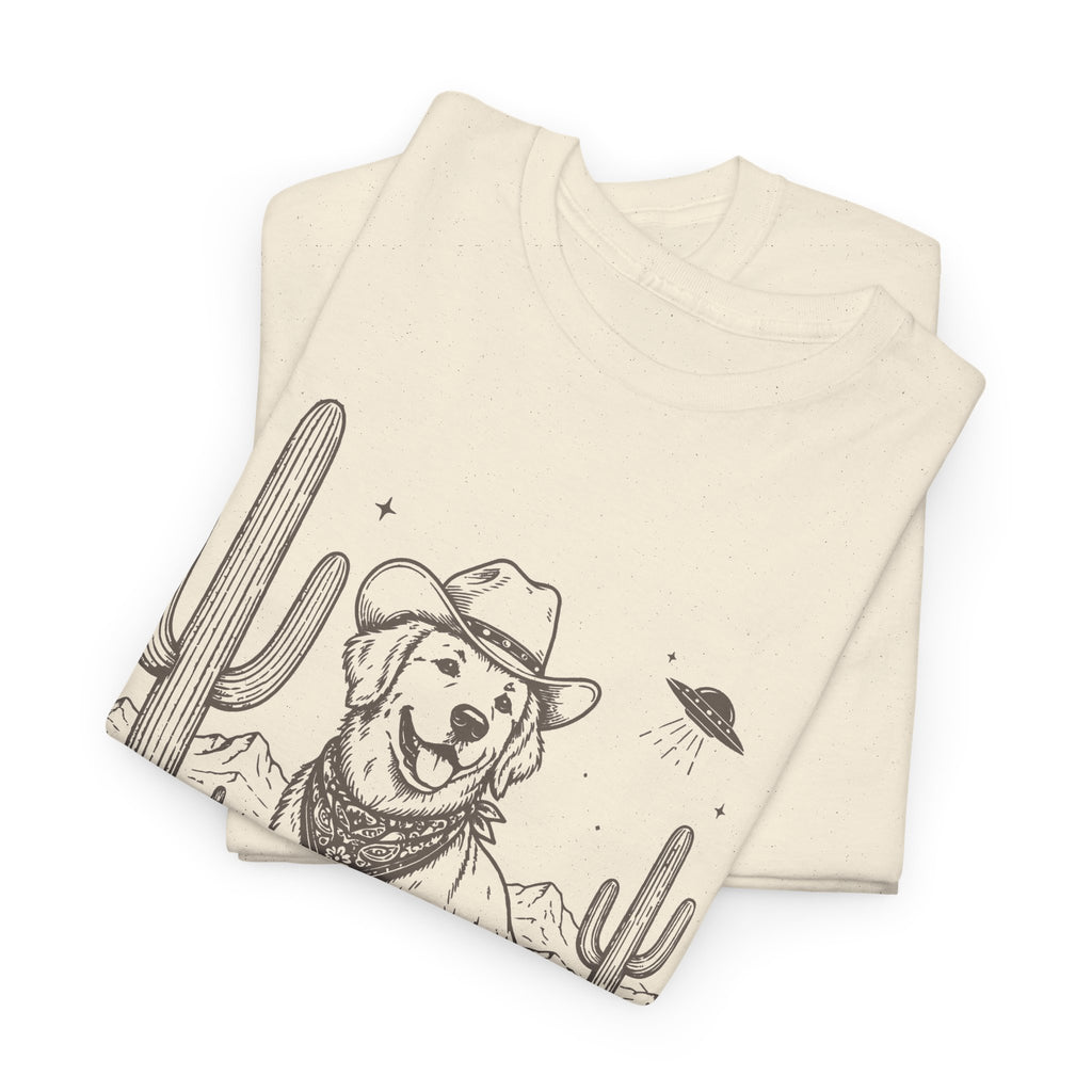 Western Cowboy Dog T-Shirt — Desert Cactus Pup Graphic Tee